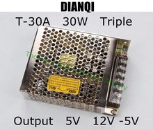 Triple output power supply 30w 5V 3a, 12V 1a, -5V 0.5a power suply T-30A  ac dc converter good quality 2024 - buy cheap