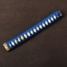 Special Offer Wood Craft Straight Handle Tsuka for Japanese Sword Katana Alloy Fuchi Kashira & Blue Silk Ito & Imitated Rayski 2024 - buy cheap