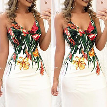 Fashion Women Summer Floral Sleeveless Strap V neck Boho Dress Casual Long Maxi Evening Party Beach Dress Sundress 2024 - buy cheap
