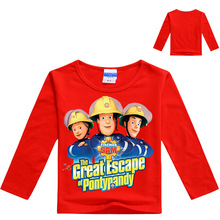 2018 Children  Cartoon Fireman Sam Print Cotton T-shirts For Boy Shirt Girl Short Sleeve Tee Tops Clothes Kids Clothing 2024 - buy cheap