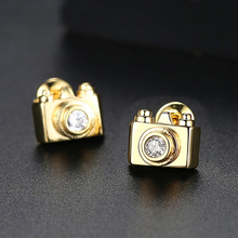 Fashion Small Mini Camera Stud Earrings for Girls Party with AAA Cubic Zircon Korean Charme Jewelry Oorbellen Christmas Gift 2024 - buy cheap