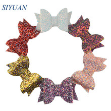 50pcs/lot 3.5*2.2 inch 2-layer Glitter Leather Hair Bow With Clip Girl Lovely Hair Accessories High Quality Headwear HDJ141 2024 - buy cheap