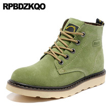 Genuine Leather Lace Up Runway Safety Work Combat Booties Green Ankle Suede Army Military Designer Shoes Men High Quality Boots 2024 - buy cheap