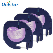 UNISTAR-Cinta de impresora Compatible con Dymo Letratag, plástico negro en transparente 16951 12268 para impresora Dymo LT 12mm, 3 etiquetas de Uds. 2024 - compra barato