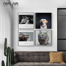 Decoración nórdica para sala de estar, dormitorio, estudio, pasillo, cafetería, bonito gatito, cachorro, póster único, imágenes artísticas de pared modernas 2024 - compra barato