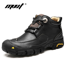 MVVT-botas de seguridad para el trabajo para hombre, botines impermeables de piel auténtica, de talla grande, para la nieve, Invierno 2024 - compra barato