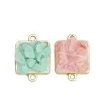 DoreenBeads Fashion Zinc Based Alloy & Stone Connectors Rectangle Gold Colorful Enamel Jewelry DIY Charms 24mm x 11mm, 10 PCs 2024 - buy cheap