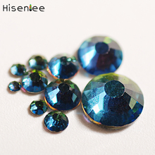 Hisenlee All Sizes Green Flame Crystal 3D Non Hot Fix Glass Colorful Flatback Rhinestone Art Nail DIY Salon Supplies 2024 - buy cheap