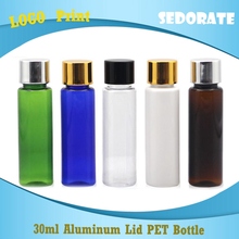 Sedorate-botella vacía rellenable de viaje para cosméticos, botella de Mascota de 30ML con tornillo de aluminio, recipientes con tapa JXW025, 50 unids/lote 2024 - compra barato