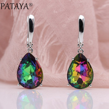 PATAYA New Water Drop Big Earring True White Gold AB Color Natural Zircon Long Earrings Women Fashion Wedding Jewelry 9 Colors 2024 - buy cheap