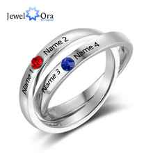 JewelOra-anillo de compromiso de Plata de Ley 925 con piedra de nacimiento, anillo redondo con grabado de nombre, para mujeres 2024 - compra barato