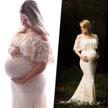 Lace Maternity Dresses For Photo Shoot Long Pregnant Dress Pregnancy Dress Photography Maxi Vestidos Clothes For Pregnant Women 2024 - buy cheap