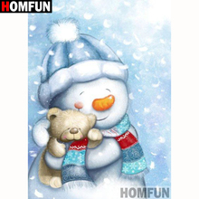 HOMFUN-pintura de diamante 5D DIY "Dibujo de muñeco de nieve", bordado de diamantes de imitación cuadrados o redondos, estilo punto de cruz 5D, decoración del hogar, A18181 2024 - compra barato