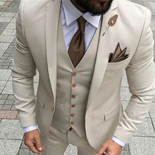 Men Suits With Pant 2018 Terno Masculino Slim Fit Smoking Formal Tuxedo Beige 3 Pieces Wedding Suits For Men Groomsman Suits 2024 - buy cheap