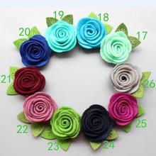 100 unids/lote, Mini Flor de fieltro con hojas de 1,57 pulgadas, flor de fieltro hecha a mano para accesorios para el cabello DIY, que puede elegir el color 2024 - compra barato