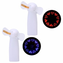 Unique LED Love Pattern Handheld Mini Fan Super Mute Battery Operated for Cooling Cute 2024 - buy cheap