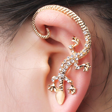 Exagerada animal gecko lizard orelha cuff brincos para as mulheres acessórios de moda grande clipe de orelha strass brincos do parafuso prisioneiro jóias 2024 - compre barato