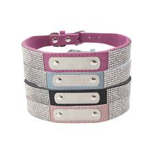 Bling Rhinestone Personalised Dog Collars Engraved Pet Puppy Cat ID Tag XS S M L 2024 - buy cheap