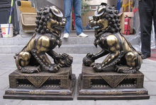 Bi001977-par de leones, perro de bronce puro, Palacio de los regios chinos, guardián malvado Fu Foo 2024 - compra barato
