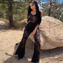 Summer new hot women's sling jumpsuit casual lace sling backless wide leg black jumpsuit trousers 2024 - buy cheap