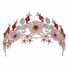 Corona nupcial de aleación de cristal de flor de hoja y Diadema, joyería de cumpleaños, accesorios de boda para novia 2024 - compra barato