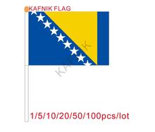 Cafnik, 10/20/50/100 шт. маленький флаг в виде Боснии и конфет, 14*21 см, рука, Национальный флаг с полюсом, вращающийся флаг 2024 - купить недорого
