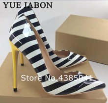 YUE JABON 2019 New Shoes Women Zebra Black White Stripe Elegant high heels Wedding Shoe 35-43 Big Size Top Quality Nice Shoes 2024 - buy cheap