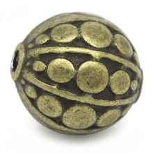 DoreenBeads Spacer Beads Round Ball Antique Bronze Stripe & Dot Carved 10x9mm,Hole:Approx 1.5mm.30PCs (K02720), yiwu 2024 - buy cheap