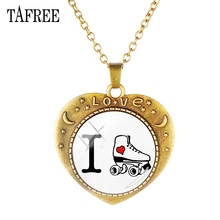 TAFREE Love Figure Skating Vintage Custom Heart Shaped Necklace Skating Sports Glass Dome Choker Jewelry For Women Men Gift ST31 2024 - buy cheap