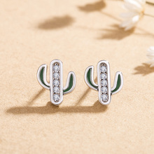 Drops Of Oil Fashion Cactus Exquisite Studs Earrings,Fashion Green Cactus Crystal Ear Jewelry 2024 - buy cheap