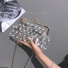 Women Clear Shoulder Bag Handbag PVC Diagonal Beading Decoration Crossbody Bag Female Fashion Dinner Handbags and purse 2024 - buy cheap