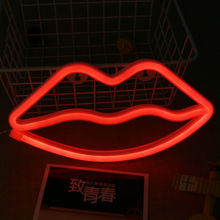 Tira de luz noturna em neon com lábios vermelhos, abajur de parede para decoração de quarto e para casa 2024 - compre barato