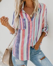 2018 newWomens Long Sleeve Harajuku Shirt Colours Rainbow Striped Blouse Casual Summer vintage camisas blusas femininas elegante 2024 - buy cheap