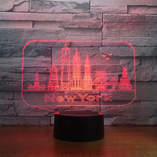 New York City Building 3D Night Light Colorful Led Atmosphere Bedroom Table Lamp Lovely 7 Color Change 3D Usb Led Night Light 2024 - buy cheap