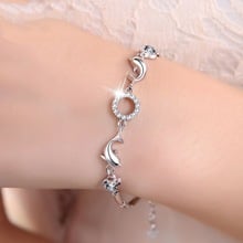 925 Sterling Silver Cubic Zirconia Round Dolphin Charm Bracelet & Bangle For Women Adjustable Link Chain Pulseras Mujer SL241 2024 - buy cheap