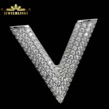 Vintage Fully Wide Micro Pave Clear CZ Letter V Brooches Symbol Victory Pin for Coat Unisex Colleague Business Suit Gift Jewelry 2024 - buy cheap