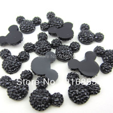Free shipping 30pcs Size 16*12mm Color Black Flatback Resin Rhinestone Mickey head Cartton Beads For DIY 2024 - buy cheap