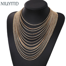 Многослойное золотое ожерелье NIUYITID, длинная цепочка в стиле стимпанк, винтажные аксессуары, SF8488 2024 - купить недорого