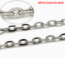 8Seasons Iron Based Alloy Open Link Cable Chain Findings Silver Color For Necklace Bracelets Jewelry 4.5x3mm(1/8"x1/8"), 10 M 2024 - buy cheap