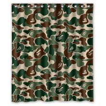 Design especial camuflagem verde impermeável cortina de chuveiro do banheiro, decoração do banheiro 2024 - compre barato
