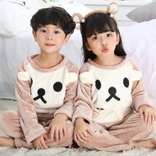 Conjunto de Pijamas de franela para niños y niñas, ropa de dormir de dibujos animados, de manga larga, de invierno, 2 uds. 2024 - compra barato