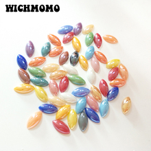 50 Pieces 7*14MM Mixed Color Ceramic Shimmer Imitation pearl Beads Half Oval Marquise Flat Base Diy Jewelry Accessories PJ389 2024 - buy cheap