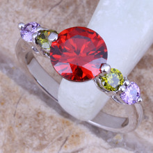 Gallant Multicolor Red Garnet Silver Plated  Fashion Ring Size 6 / 7 / 8 / 9 R0107 2024 - buy cheap
