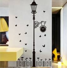 Free shipping JM7177 New removable vinyl wall stickers Street lamps and Iron fence diy home decor wall decals 60* 90CM 2024 - buy cheap