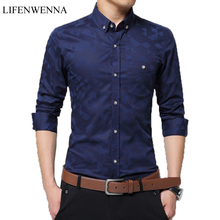 2019 New Arrival Men's Fashion Jacquard Weave Shirt Casual Long Sleeve Shirt Mens Clothing Trend Slim Fit Mens Office Shirts 5XL 2024 - buy cheap