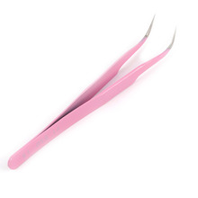 2 Pcs Pink Nail Art DIY Necessary Tools Antistatic Electroplating Nonmagnetic Stainless Steel Curved Straight Eyebrow Tweezers 2024 - buy cheap