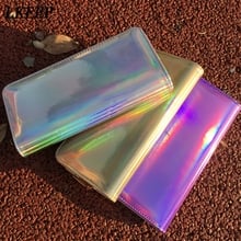 New Lanyard Laser Holographic Wallet Women Long Purse Female Clutch Bag Women Wallets Purses Portfel Zip Phone Pocket Carteras 2024 - buy cheap