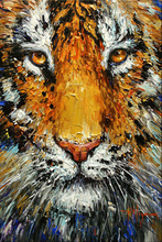 Awesome Beauty Tiger Head Oil Painting On Canvas Professional Skilled Painter Pure Handmade Tiger Head Knife Painting For Decor 2024 - buy cheap