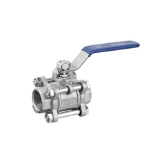 BSPT 1/2" DN15 3 Piece Full Port Ball Valve Thread Type Stainless Steel 201/304 1000psi Handle with Blue Vinly Insulation 2024 - buy cheap