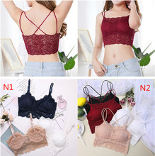 Sujetador acolchado sin costuras para mujer, Bralette de encaje sensual, ropa interior, sujetador acolchado sin costuras 2024 - compra barato